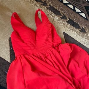 LOVELOY red formal floor length tank top strap bridesmaid dress